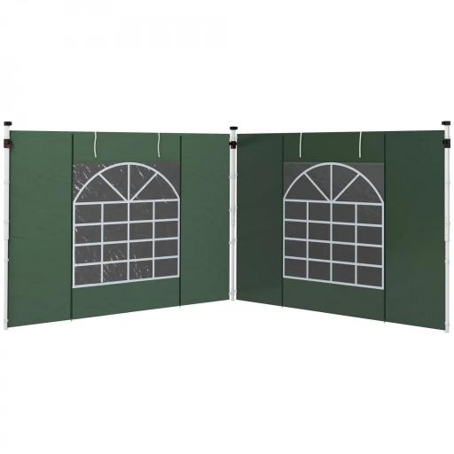 2 Paredes Laterales para Carpa 295x195 cm con Ventana Enrollable y Puerta con Cremallera para Carpa 3x3 m o 3x6 m Verde [9]