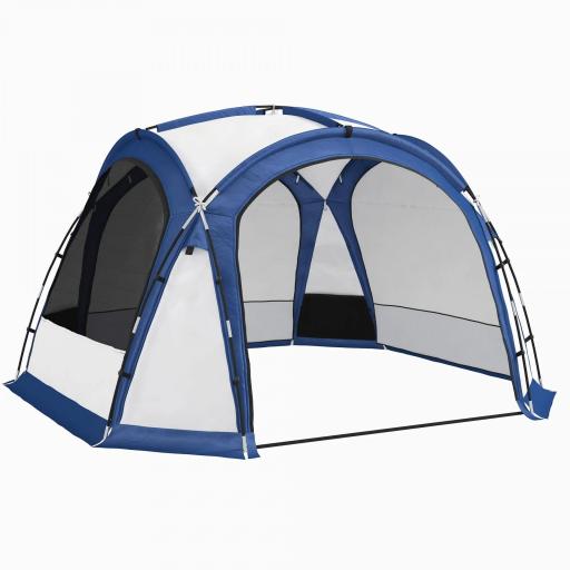Carpa Portátil de Camping para 6-8 Personas con 4 Mosquiteros Gancho y Bolsa Anti-UV 350x350x230 cm Blanco y Azul [8]