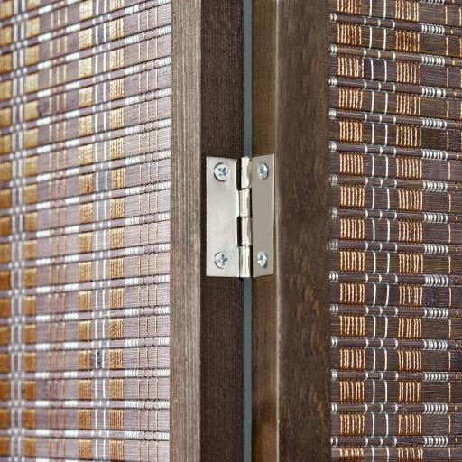 Biombo de 4 Piezas de Bambú Biombo Separador de Ambientes Plegable con 2 Estantes Extraíbles Divisor de Habitaciones Dormitorio 180x180 cm Marrón [7]