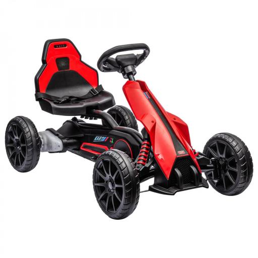 Go Kart a Pedales para Niños con Asiento Ajustable Neumáticos de Goma Freno de Mano Carga 50 kg 121x58x61 cm Rojo [7]