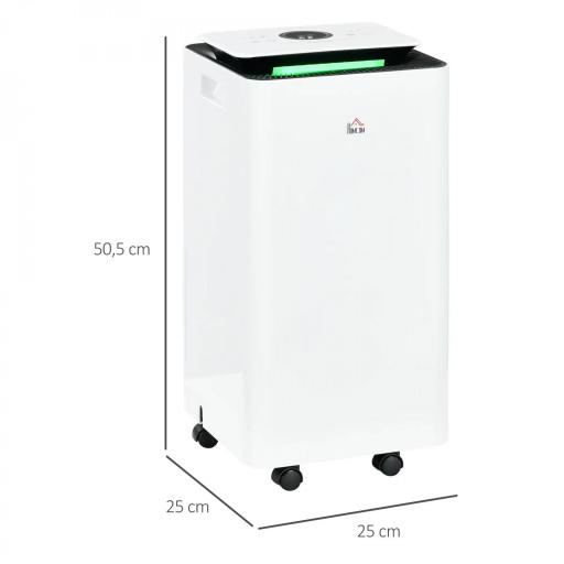 Deshumidificador Eléctrico 12L/día Depósito de Agua 2,5 Litro con 5 Modos 2 Velocidades Temporizador 25x25x50,5cm Blanco [1]