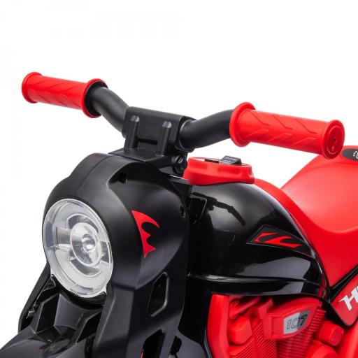 Moto Eléctrica para Niños de +2 Años con Función de Soplar Burbujas Faros Música Velocidad 3 km/h Carga 30 kg Rojo [6]