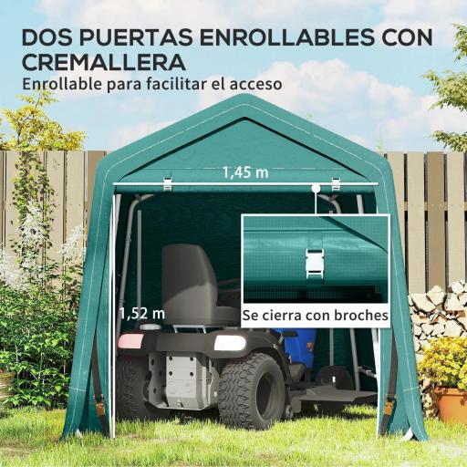 Carpa de Jardín Exterior 2,4x2x2 m Cobertizo Exterior con 2 Puertas con Cremallera Impermeable Anti-UV Carpa Verde [3]