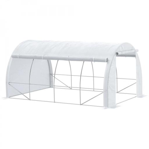 Invernadero de Túnel Invernadero de Jardín 4x3x2 m con Puerta y 8 Ventanas Enrollables para Cultivos Plantas Blanco [9]