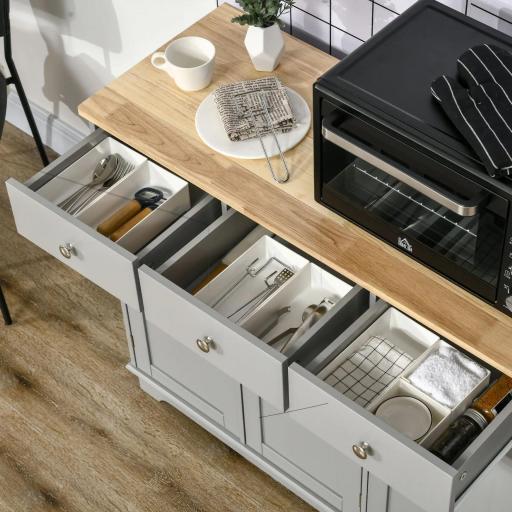 Aparador de Cocina Mueble Auxiliar de Almacenaje para Comedor Salón Estilo Moderno Antivuelco 101x40x85 cm Gris [4]
