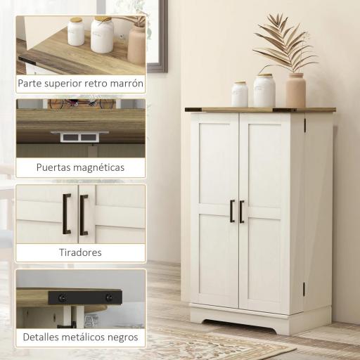Armario Despensa Cocina con 2 Puertas 16 Estantes y Estante Ajustable para Comedor Salón 60x40x104 cm Crema [5]