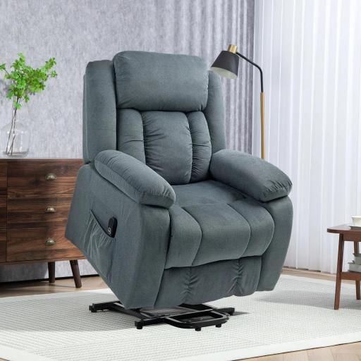 Sillón Relax Reclinable Eléctrico Levanta Personas con Puerto USB Control Remoto Asiento Ancho Reposapiés Gris [0]