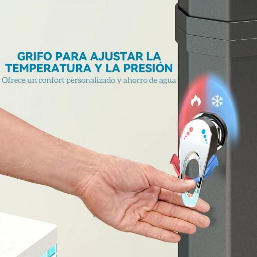 Ducha Solar Exterior 35 L con 2 Cabezales Giratorios Duchas para Pies y Agua Caliente Máximo 55℃ 73x18x217 cm Negro [6]