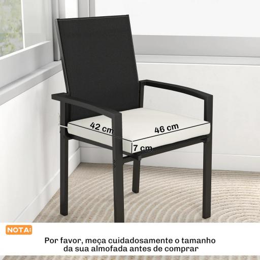 Juego de Cojines para Sillas de Comedor 46x42x7 cm 6 Piezas con Funda Lavable y Lazos, Impermeable y Anti-UV Crema [1]