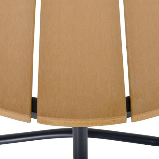 Mesa Redonda de Jardín con Diseño de Listones y Patas Ajustables para Terraza Balcón y Jardín Ø49x48 cm Madera y Negro [4]