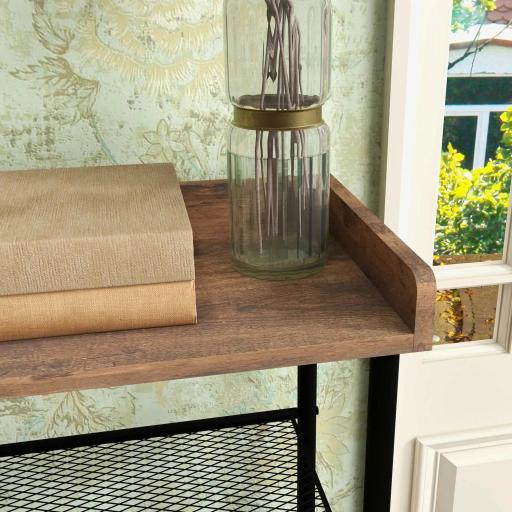 Perchero con Zapatero Industrial con 5 Estantes y 6 Ganchos para Colgar Bolsos Ropa 92.5x28.2x182 cm Marrón Rústico [6]