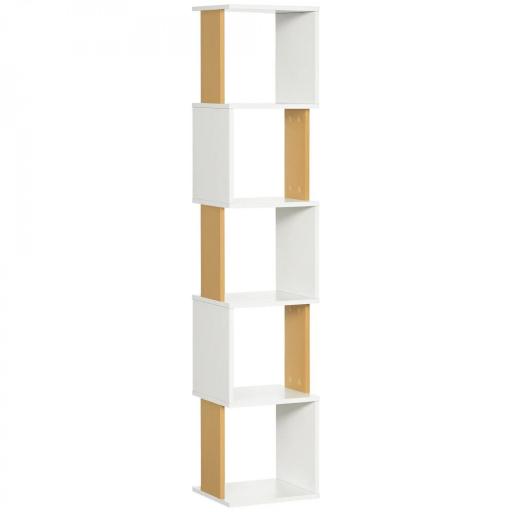 Estantería Librería en Forma S Estantería para Libros con 5 Estantes para Salón Oficina 33x28x161 cm Blanco [9]