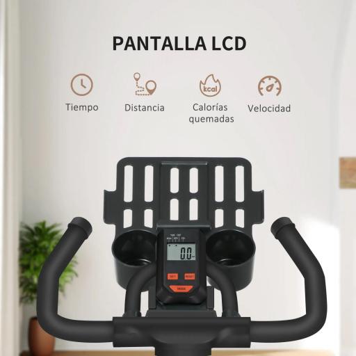 Bici Estática con Resistencia Regulable Volante de Inercia 8 kg Pantalla LCD Manillar y Asiento Ajustable Azul [2]