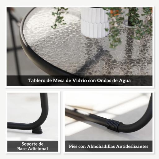 Conjunto de Muebles de Jardín de 6 Piezas con Mesa Redonda Sillas Plegables y Sombrilla para Patio y Terraza Crema [3]