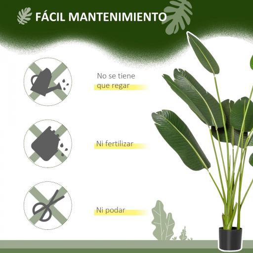 Planta Artificial Bananera de 160 cm con Maceta y 10 Hojas Realistas Planta Tropical Sintética para Decoración en Interior y Exterior Oficina Hogar Verde [6]