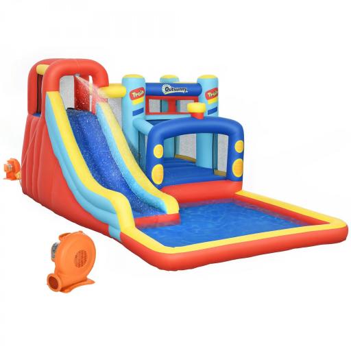 Castillo Inflable de 3-8 Años con Soplador Tobogán Trampolín Piscina Bolsa de Transporte 435x245x200 cm Multicolor [8]