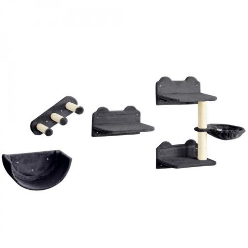 Juego de Escalada para Gatos de Pared Estantes para Gatos 4 Piezas Hamaca Nido Plataformas para Saltar Gris Oscuro [8]