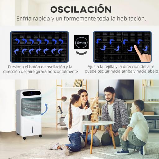 Climatizador 4 en 1 con Control Remoto 3 Modos 3 Velocidades Temporizador y Pantalla Táctil 38x35x81 cm Blanco [6]