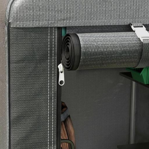 Carpa para Bicicletas y Motos 1,2x1,8x1,65 m con 2 Habitaciones Puerta con Cremallera Impermeable Anti-UV Gris Oscuro [8]