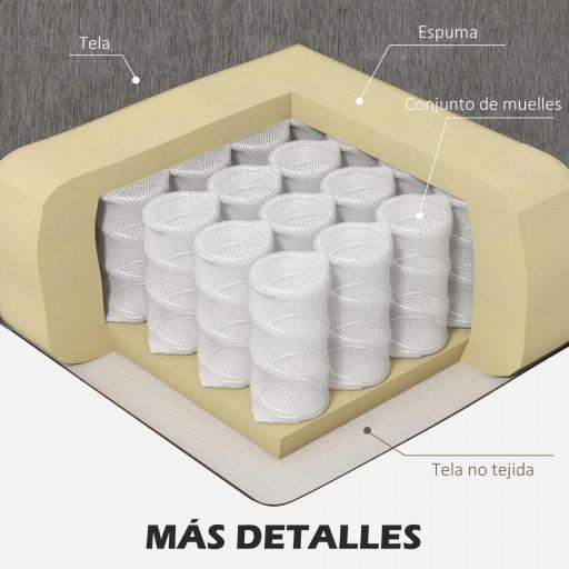 Sofá Chaise Longue Reversible con Estructura de Acero Tapizado en Chenilla 186x130x84cm Marrón Topo [5]