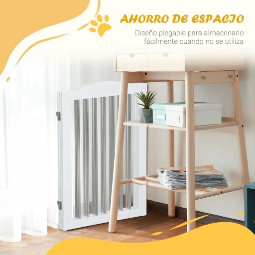 Barrera de Seguridad para Perros para Escaleras y Puertas Diseño Plegable y Pies de Apoyo 154x30x80 cm Blanco [7]