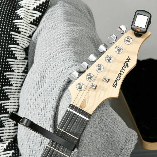 Kit Guitarra Eléctrica de Iniciación con Amplificador 15W Afinador Digital Cuerdas Correa 3 Púas y Funda Negro [5]