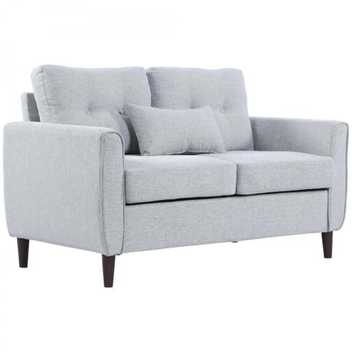 Sofá de 2 Plazas con Cojines y Asiento Acolchado Funda de Almohada Lavable 140x78x83 cm Gris Claro [8]