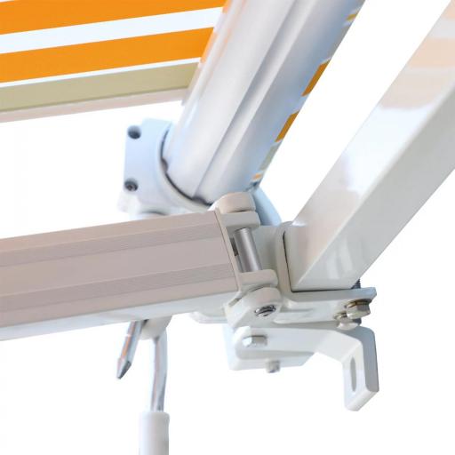 Toldo Manual Retráctil 300x250 cm, Toldo Exterior Terraza con Ángulo Ajustable, Brazo Articulado, Montaje a Pared, Estructura de Aluminio, Anti-UV e Impermeable, para Jardín Amarillo y Blanco [2]