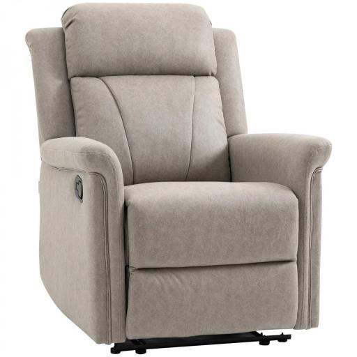 Sillón Relax Reclinable Manual Sillón Relax de Tela con Reposabrazos Reposapiés Acolchado Grueso Gris [9]