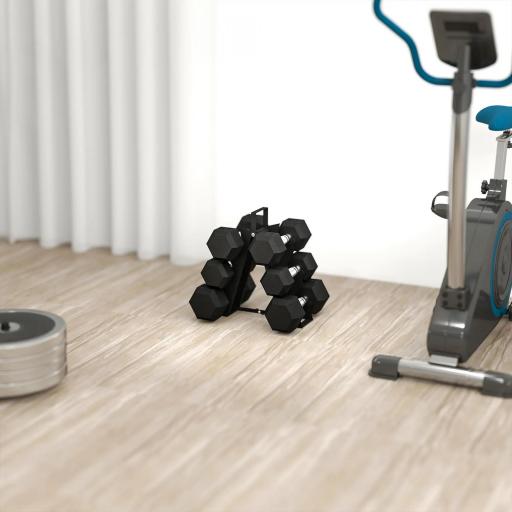 Juego de Mancuernas 2x4kg 2x6kg 2x8kg con Soporte de Almacenamiento para Ejercicio Entrenamiento Negro [7]