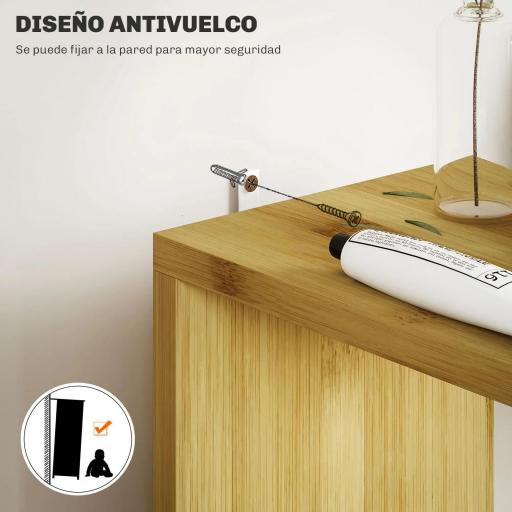 Mueble de Baño con Puertas y Estantes Abiertos Armario de Baño Moderno 18x30x120 cm Natural [3]