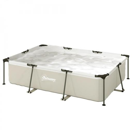 Piscina Desmontable Tubular 316x238x66,5 cm 3700 L con Marco Metálico Parche de Reparación sin Depuradora Gris [10]