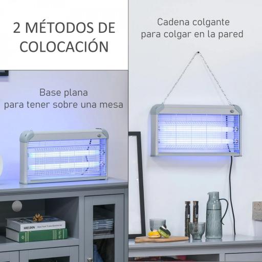 Lámpara Antimosquitos Eléctrico 30W Mata Mosquitos Eléctrico con Luz UV Efecto 60 m² 48,5x8,5x26,5 cm Gris [4]