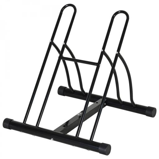 Soporte para Aparcar 2 Bicicletas, Aparcamiento Estacionamiento para Bicis, Inferir 65mm de Ancho, Fácil de Montar, Almohadilla Antideslizante, Interior y Exterior, 60x54x57 cm, Negro [6]