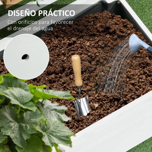 Jardinera con Enrejado de Madera Maciza Soporte con 4 Ruedas Celosía y Malla Geotextil 76x30x155 cm Blanco [6]