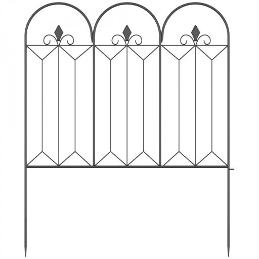 Set de 5 Vallas Decorativas para Jardín Metálicas 305x79,5 cm Combinación Libre Barrera para Animales Negro [8]