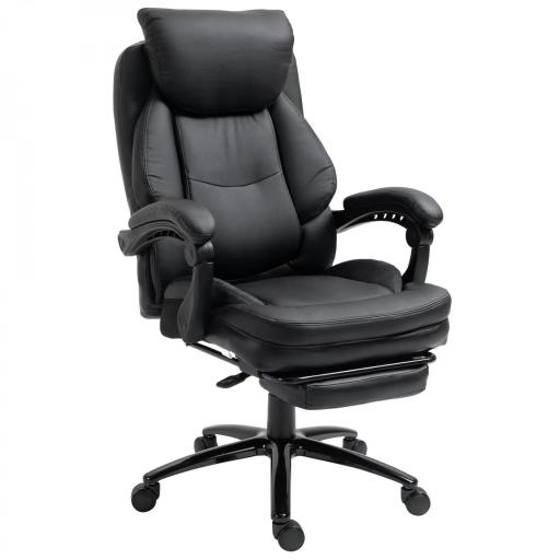  Silla de Oficina Ergonómica Silla de Escritorio Ajustable en Altura con Respaldo Inclinable hasta 130° Función Basculante y Resposapiés Retráctil Acero 65,5x79x112-118 cm Negro [10]