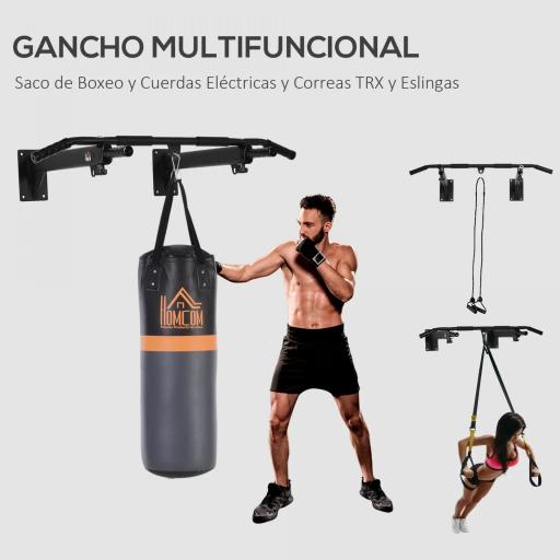 Barras de Dominadas para Pared Colgador de Saco de Boxeo 2 en 1 Entrenamiento Muscular Pull Up para Casa Carga Máxima 150 kg Negro [5]