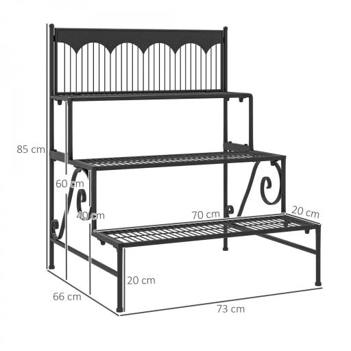 Soporte para Plantas de Tres Niveles con Diseño en Escalera y Estructura Metálica Resistente para Interior y Exterior [1]