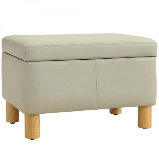 Baúl de Almacenaje para Dormitorio 33L Tapizado en PU Banco de Almacenaje con Patas de Madera 60x38x40 cm Gris Claro [8]