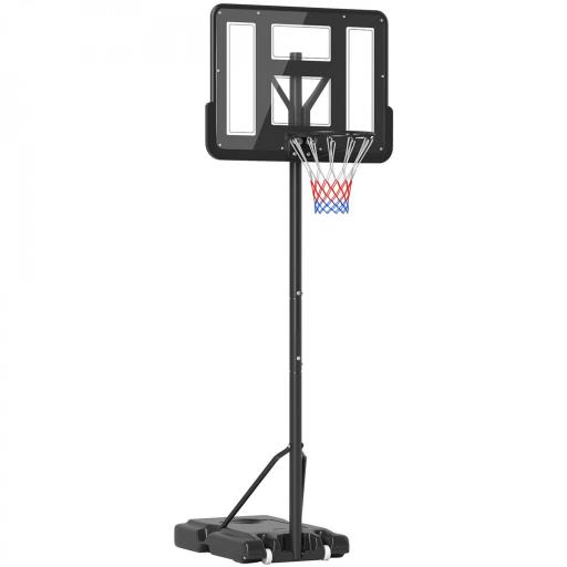 Canasta de Baloncesto con Altura Ajustable 220-365 cm Aro de Baloncesto con Soporte Ruedas Base Rellenable Negro [9]