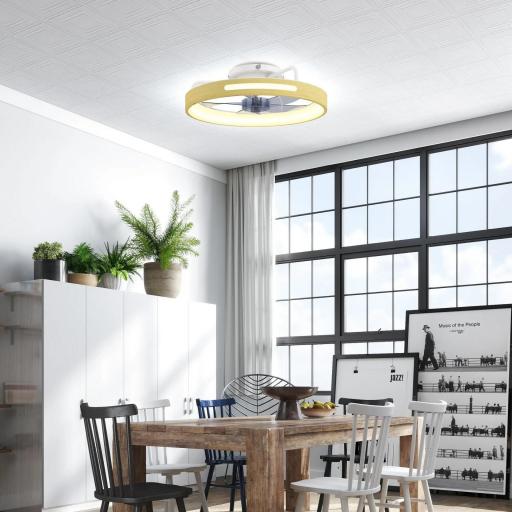 Ventilador de Techo con Luz LED 40 W Motor DC Reversible Mando a Distancia 6 Velocidades 3 Colores Temporizador Natural