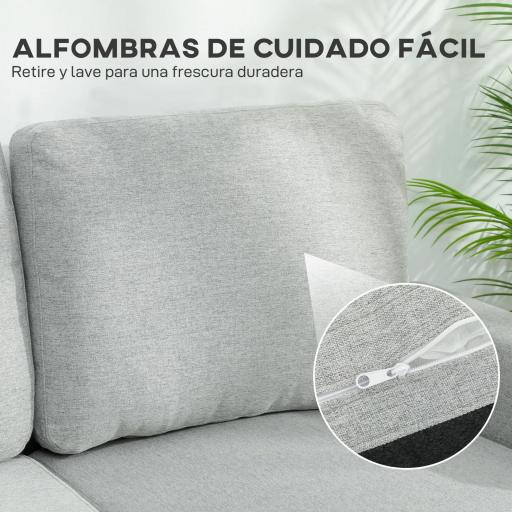 Sofá Cama Chaise Longue de 3 Plazas Chaise Longue Reversible Ambos Lados con Almacenaje con Fundas Removibles Gris [7]