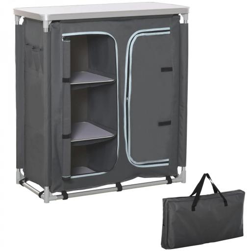 Armario de Camping Plegable con Estantes y Bolsa de Transporte para Exterior 96x49,5x104 cm Gris [8]