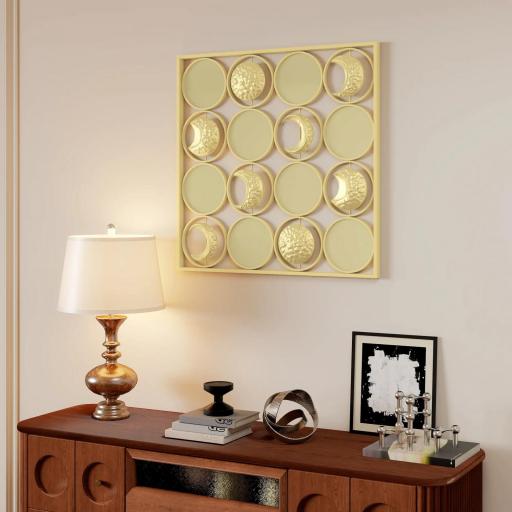 Decoración de Metal para Pared de Fases Lunares Multidireccional con 16 Discos Dorado [5]