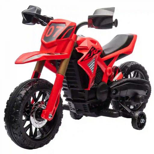 Moto Eléctrica para Niños de +3 Años Moto de Batería para Niños 12V con Ruedas Auxiliar y Bocina Carga 30 kg Rojo [9]