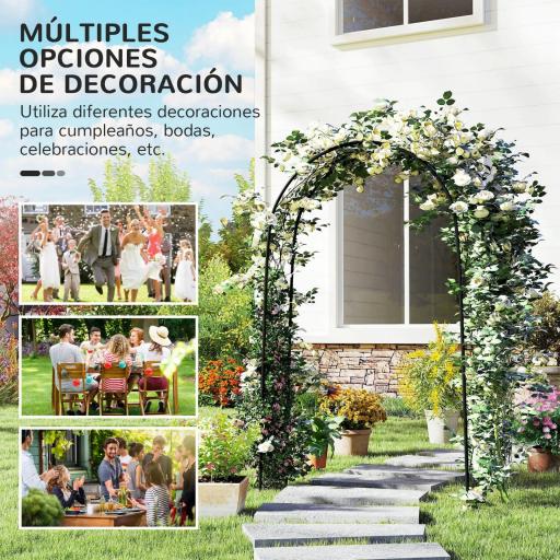 Arco de Jardín de Acero para Rosas y Plantas Trepadoras Arco de Boda para Plantas y Decoraciones 125x37x230 cm Negro [4]