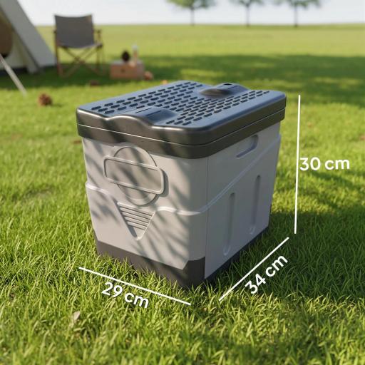 Inodoro Portátil WC Portátil de PP con 12 Paquetes de Agente Solidificante y 12 Bolsas Carga 100kg Exterior Gris Oscuro [1]