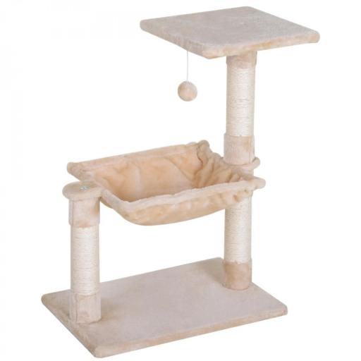 Árbol Rascador para Gatos Centro de Actividad Plataforma Caseta Postes de Sisal Hamaca Bola 50x36x70 cm Beige [7]