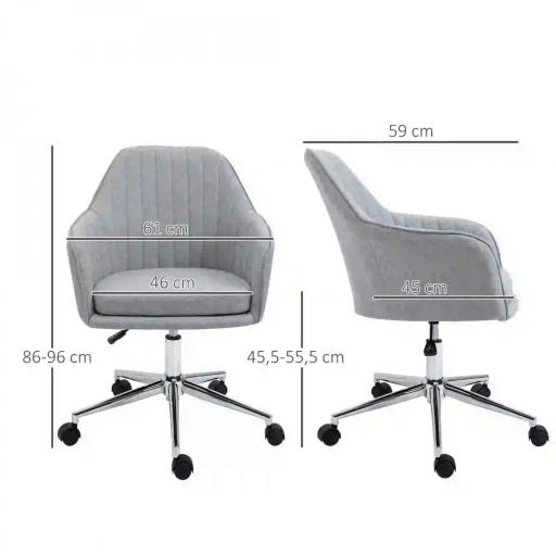 Silla de Oficina Silla Operativa con Altura Ajustable y Giratoria para Despacho Oficina 61x59x96cm Gris [2]